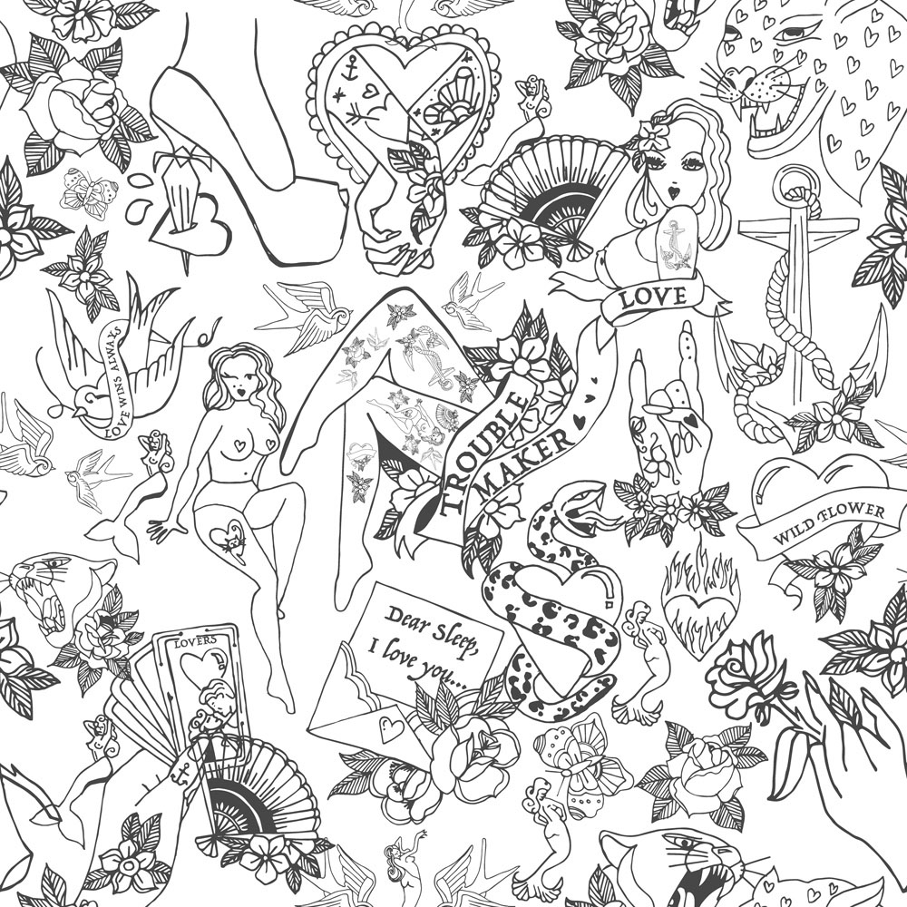 furn. Inked Super King Blush Duvet Set Image 6