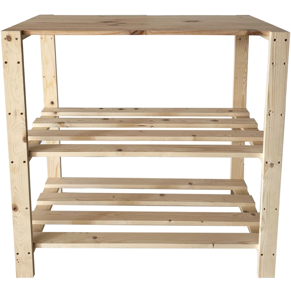 Core Products 3 Shelf Pre-Sanded Finish Solid Work Top Pine Slatted Heavy Duty Storage Unit Image 3