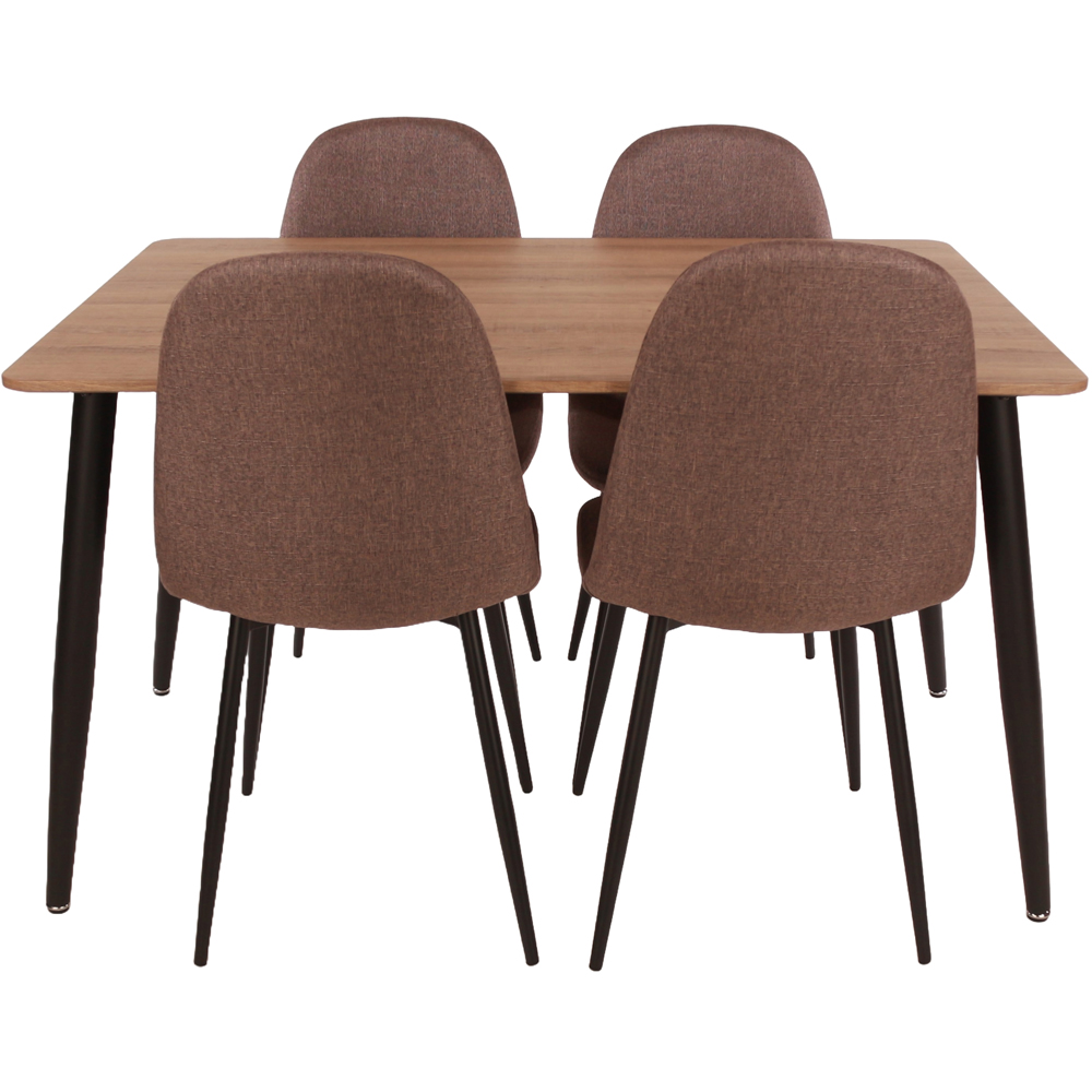 Core Products Aspen 4 Seater Foiled Top Upholstered Rectangular Dining Set Aged Oak Effect Image 3