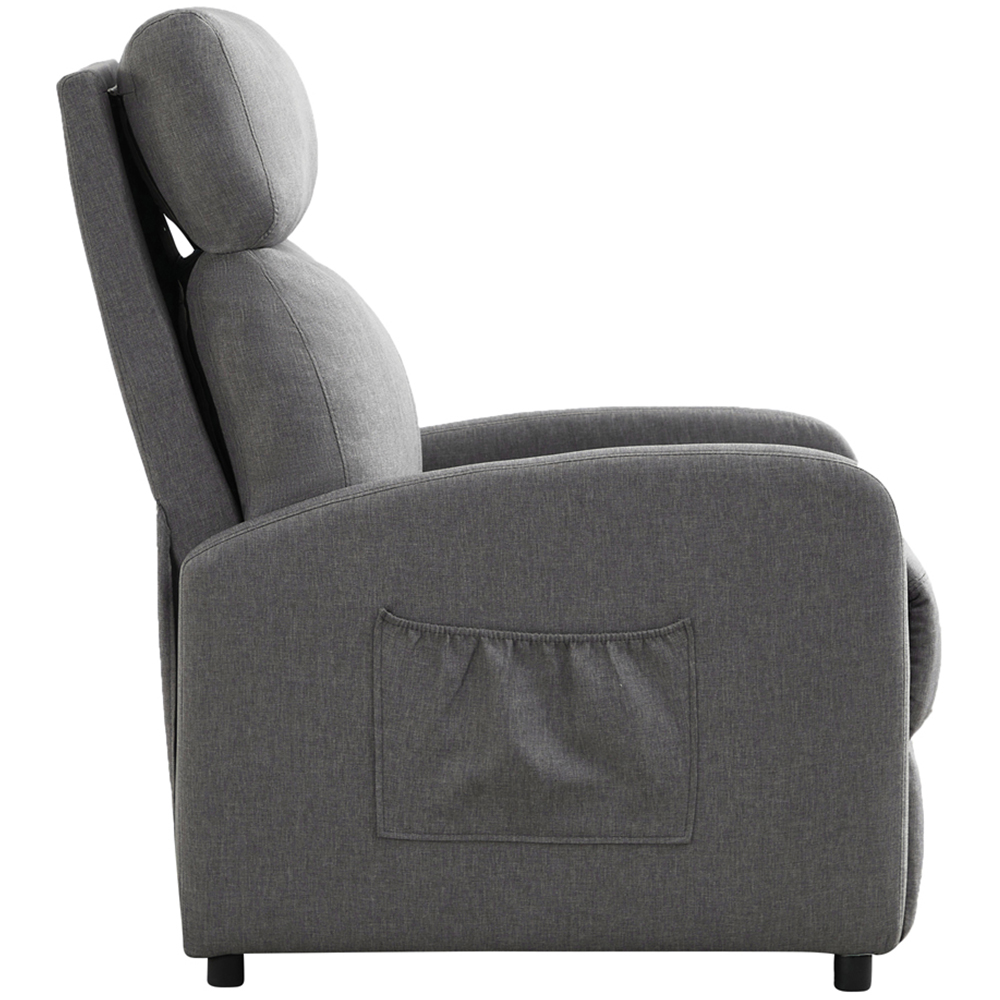 Linen Fabric Grey Recliner Pushback Adjustable Arm Chair Image 4