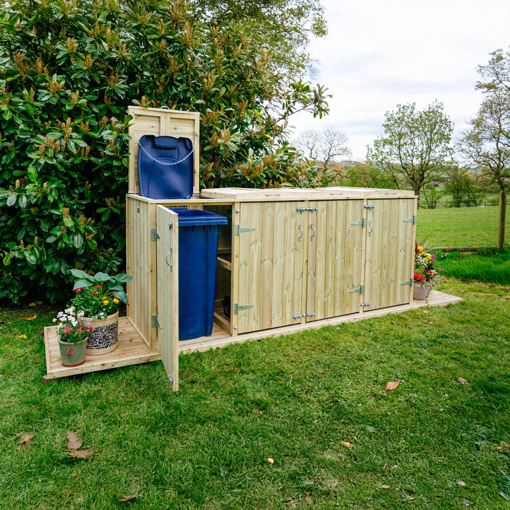 The Garden Village Shireburn 360L Quad Wheelie Bin Shed Image 7