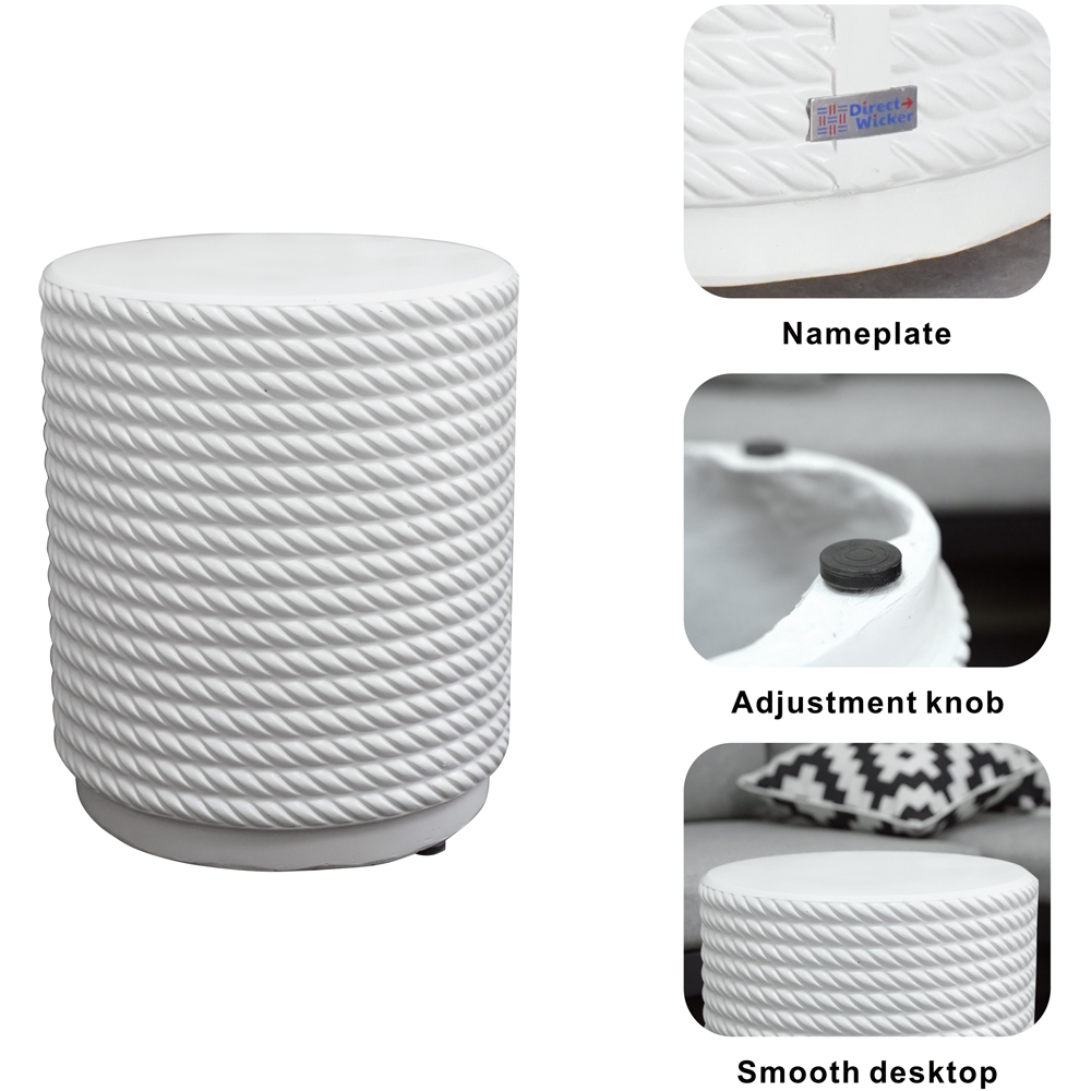 Direct Wicker White Textured Round Side Table Image 5