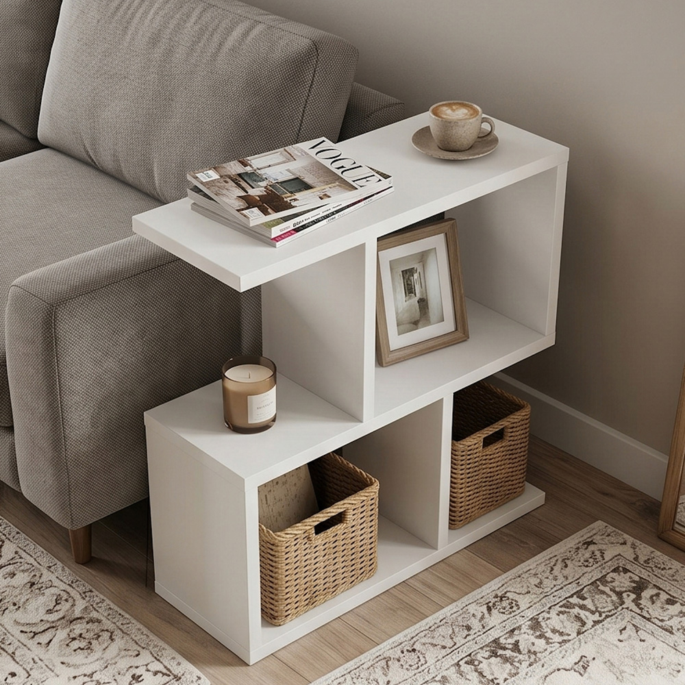 Shefa Line Eden 4 Shelf White Side Table Image 4