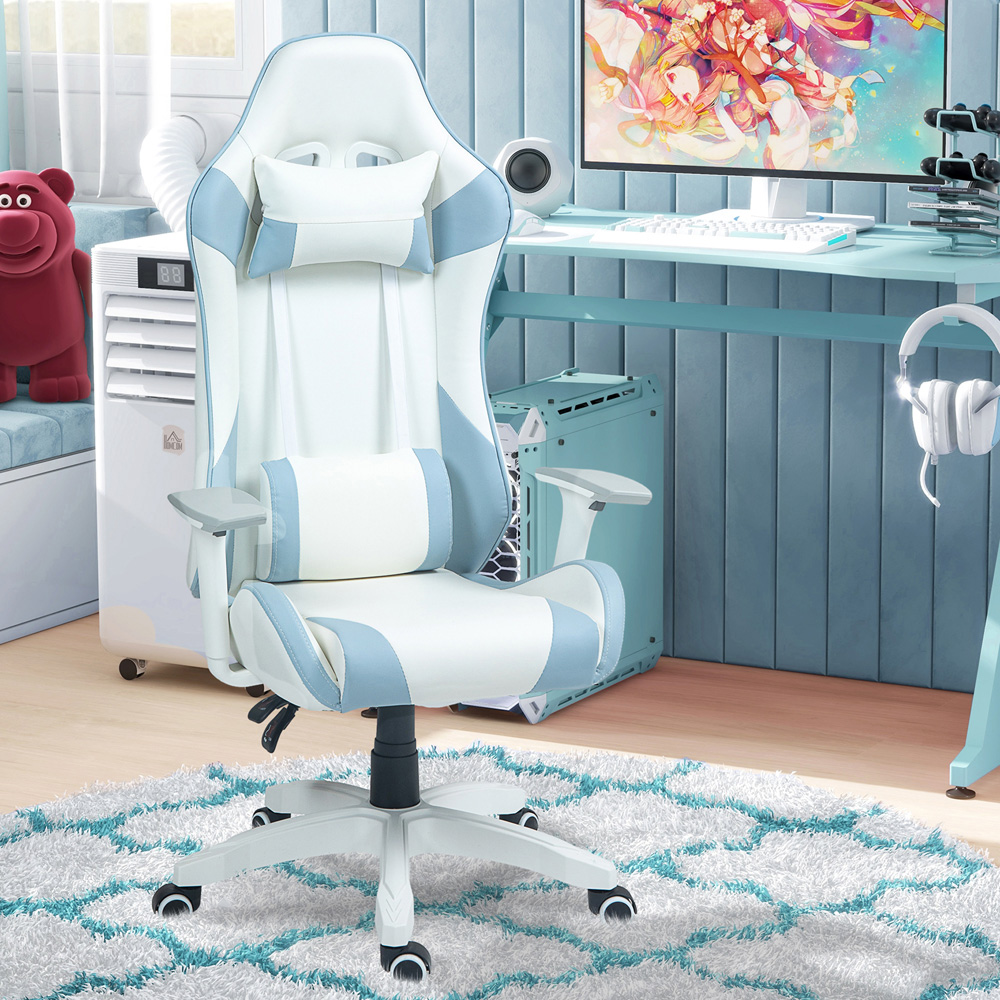 Portland Blue Faux Leather Adult Gaming Chair with 3D Armrests Image 3