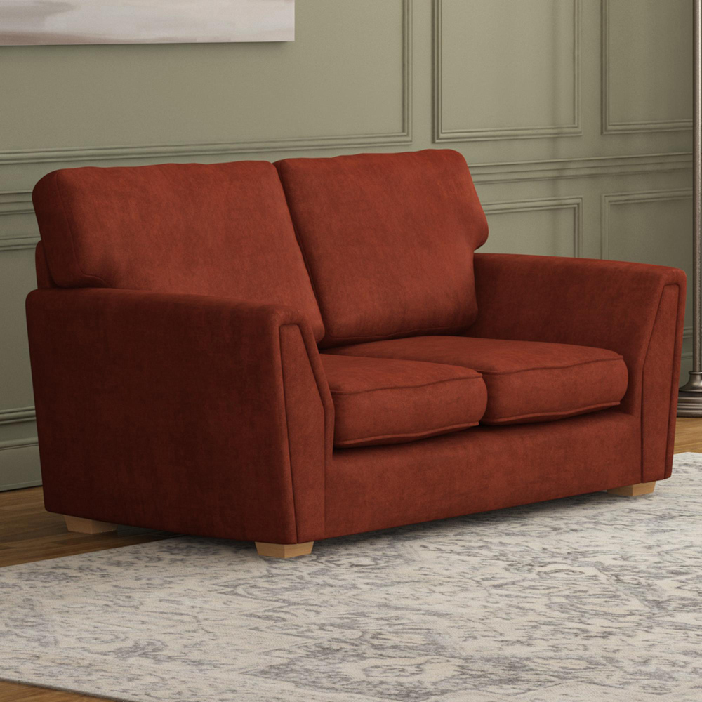 Wendleberry 5 Seater Marmalade Plush Velvet Fixed Back Sofa Set Image 4