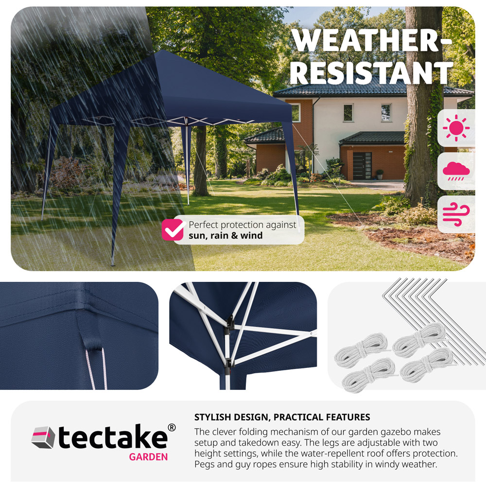 tectake Linosa 3 x 3m Blue Water and UV Resistant Gazebo Image 4