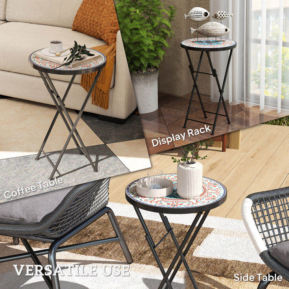 Outsunny Multicolour Mosaic Garden Coffee Table Image 7