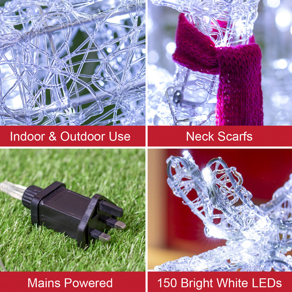 The Christmas Workshop 150 LED Acrylic Reindeers with Sleigh 5.2ft Image 6