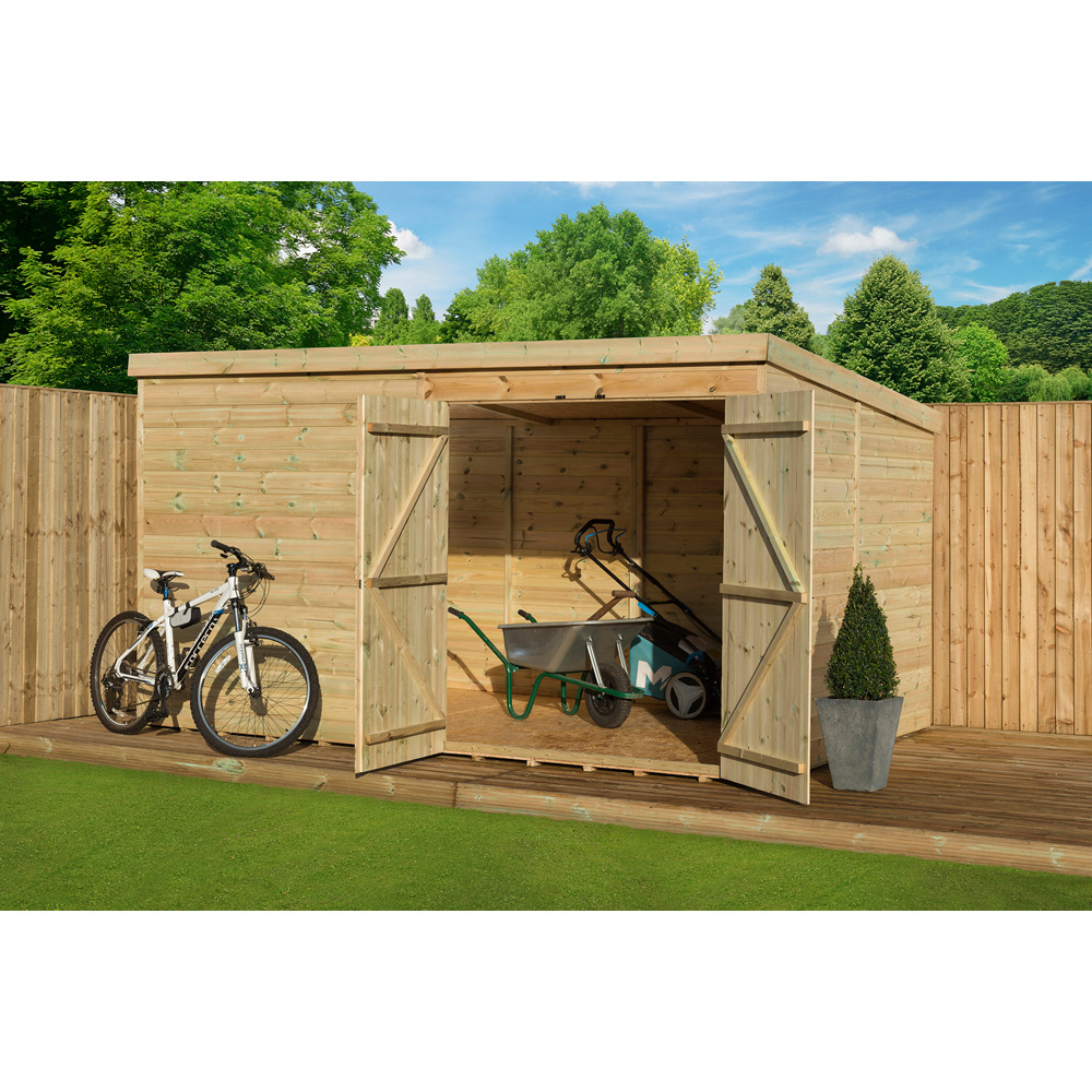 Empire Sheds 4000 14 x 8ft Double Door Tongue and Groove Wooden Pent Garden Shed Image 2