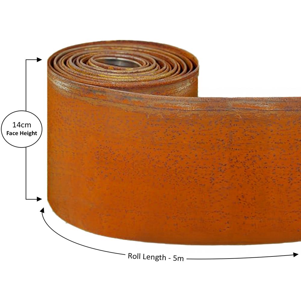 Nicoman Pre Rust Corten Metal Lawn Edging Garden Border Roll 5m Image 9