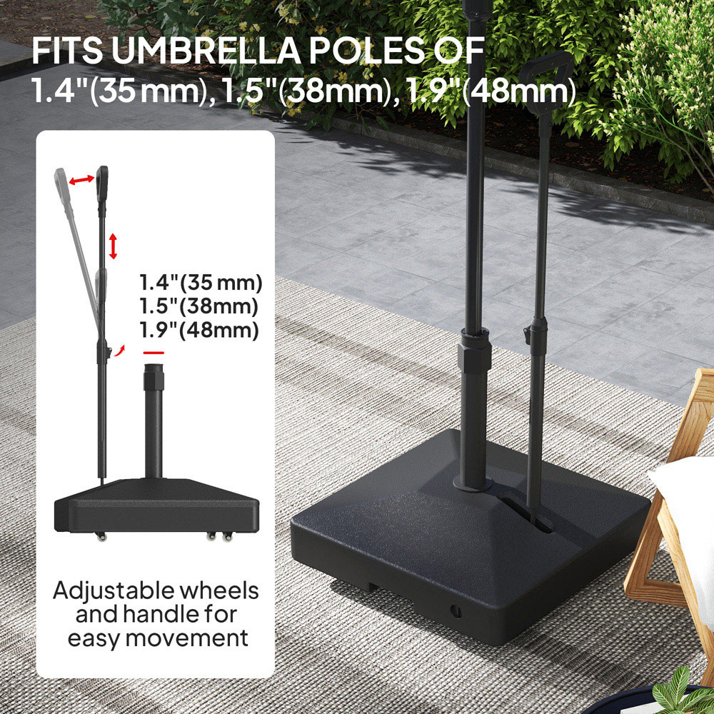 Outsunny Black Fillable Parasol Base with Wheels Image 6