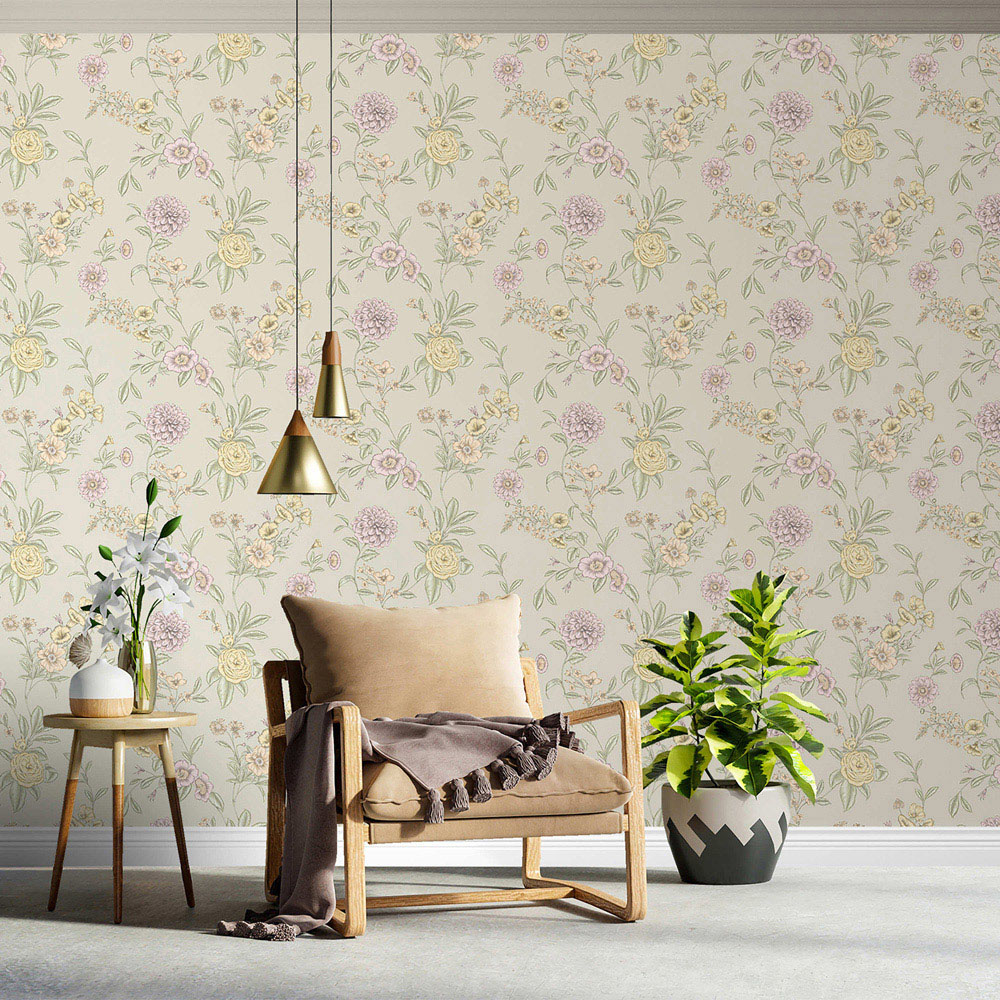 Rasch Wallpaper Chelsea Florals Pistachio Wallpaper Image 3