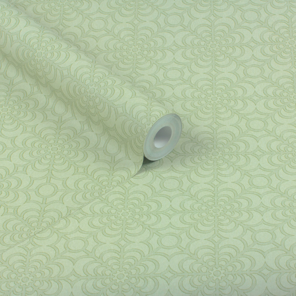 RHS Dandy Floral Sage Wallpaper Image 2