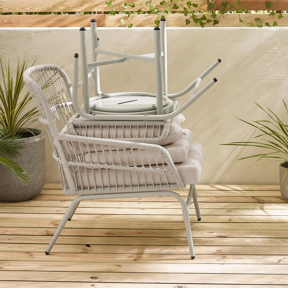 Furniturebox Agen Cream Metal Outdoor Chair with Footstool and Table Image 7