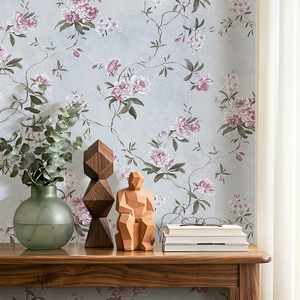 Living and Home Floral Pattern 3D Embossed Multicolour Non-Pasted Non-Woven Wallpaper Image 2