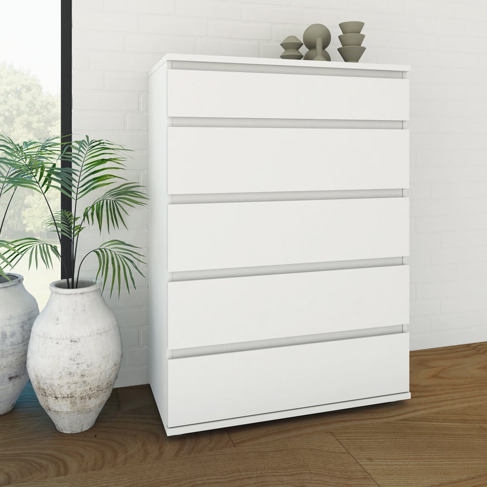 Florence 5 Drawer White Chest of Drawers Image 6
