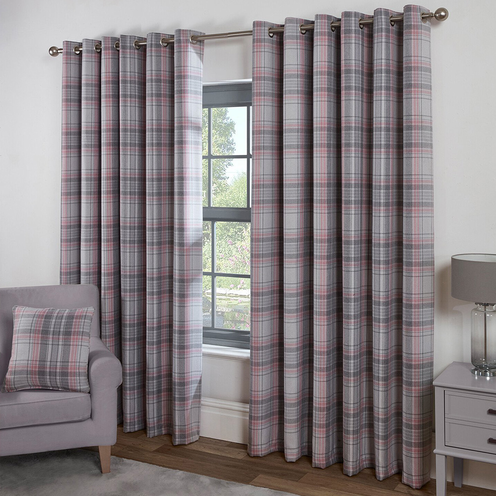 Divante Hatfield Blush Check Blackout Curtain 168 x 137cm Image 1