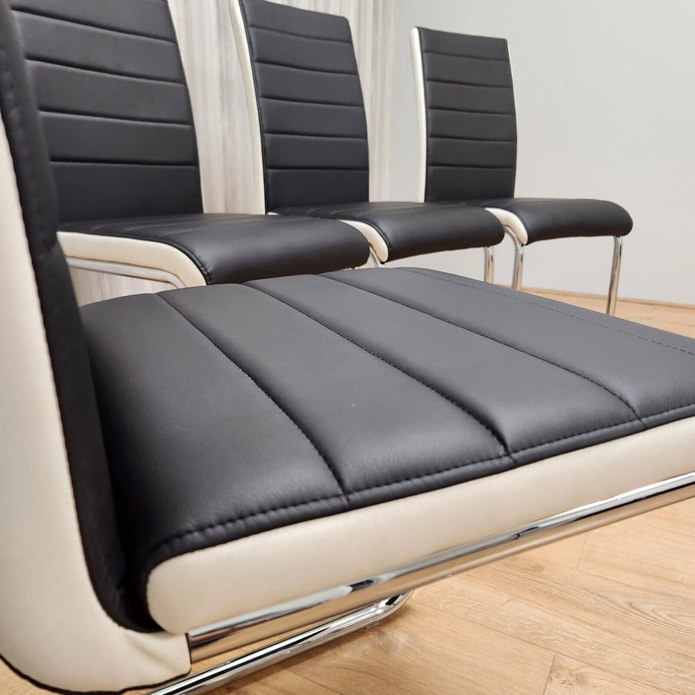 Denver Set of 4 Black Leather Dining Chairs Image 3