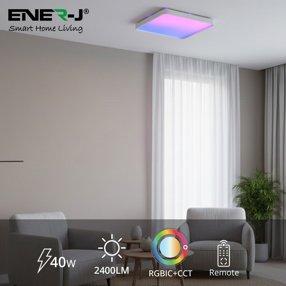 ENER-J 40W CCT Scenic Surface RGBIC LED Square Ceiling Light 380 x 380mm Image 6