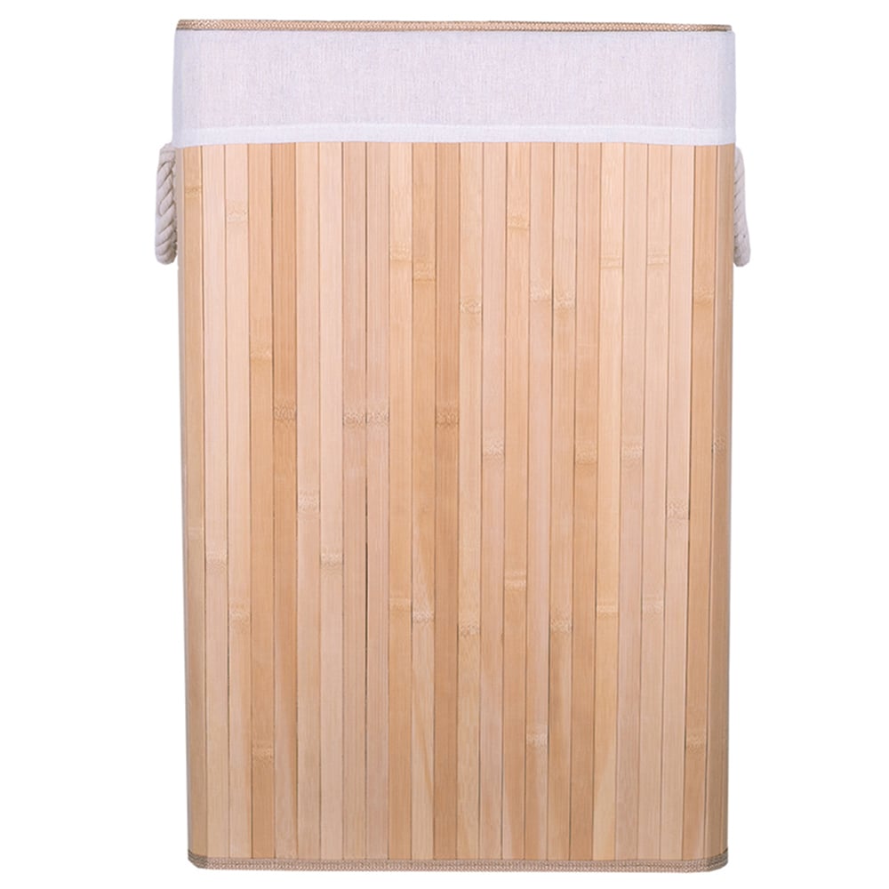 Natural Bamboo Laundry Hamper With Liner Image 2