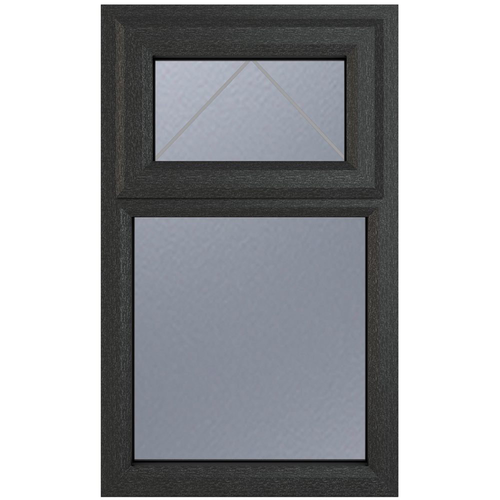 Crystal uPVC Double Glazed Window Top Hung Over Fixed Light Grey White Obscure Glass 610x1115mm Image 2