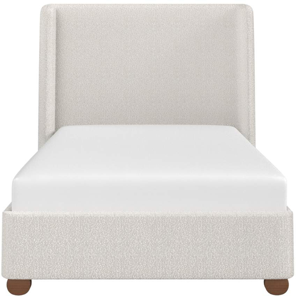 Flair Alma Single Beige Boucle Fabric Bed Frame with Winged Headboard Image 3