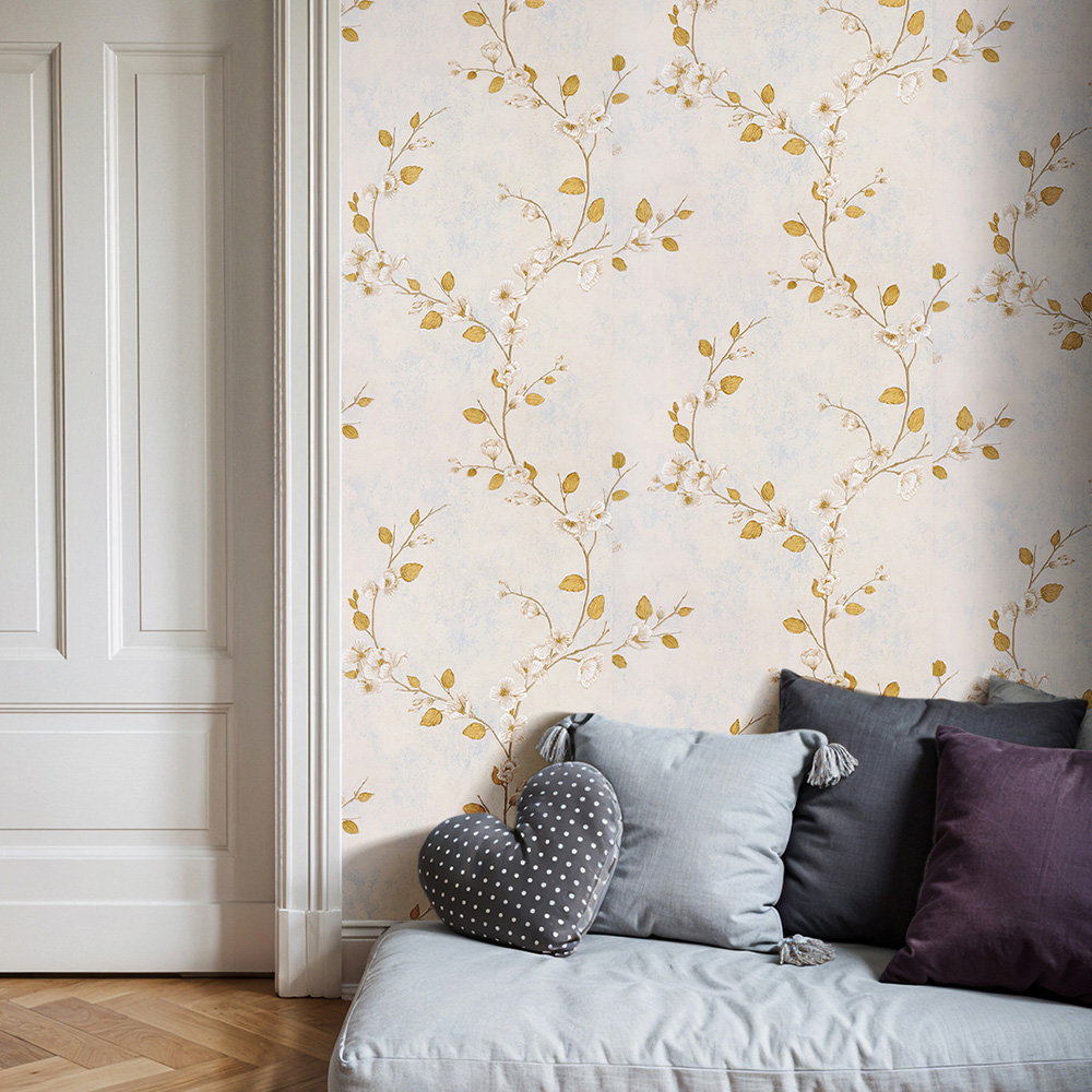 Living and Home Flower Pattern 3D Embossed Non-Woven Wallpaper Roll 950 x 53cm Image 2