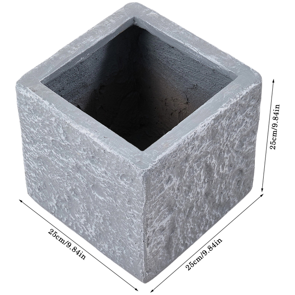 Living and Home Granite Square Cement Planter with Drainage Holes 25 x 25cm Image 6
