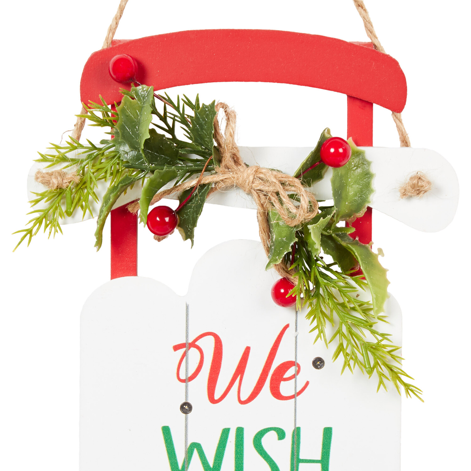 Mistletoe Cottage Hanging LED Sleigh Plaque - White Image 4