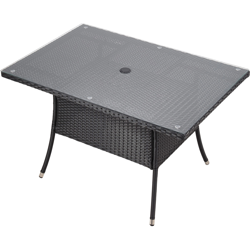Living and Home Garden Rattan Rectangular Table with Parasol Hole Image 2