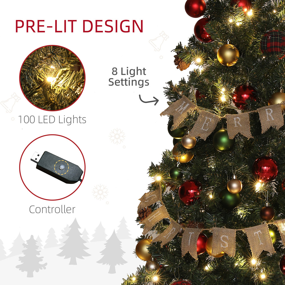 Everglow Warm White LED Pre-Lit Artificial Christmas Tree with Red Decorations 5ft Image 5