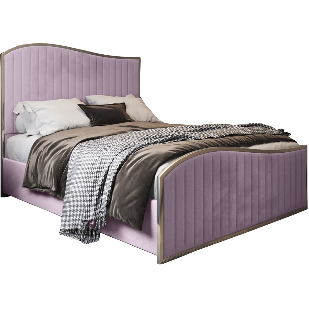 Brixton Pink Super King Size Velvet Upholstered Metal Bed Frame with Wave Headboard Image 2