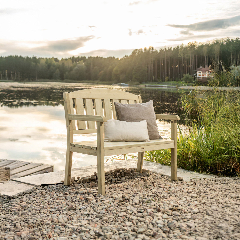 AMATA Ungurs 2 Seater Green Wooden Garden Bench Image 8