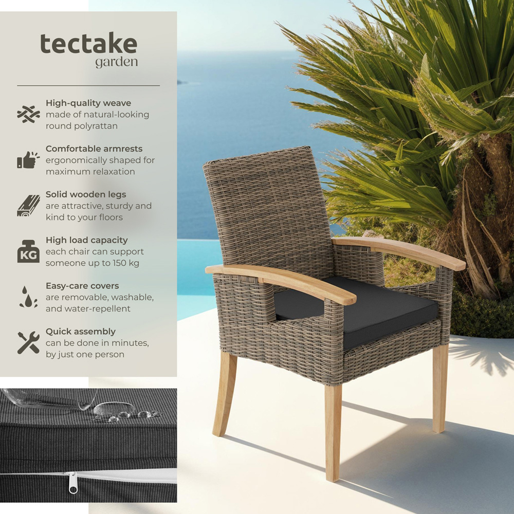tectake Rosarno Nature Polyrattan Garden Chair Image 6