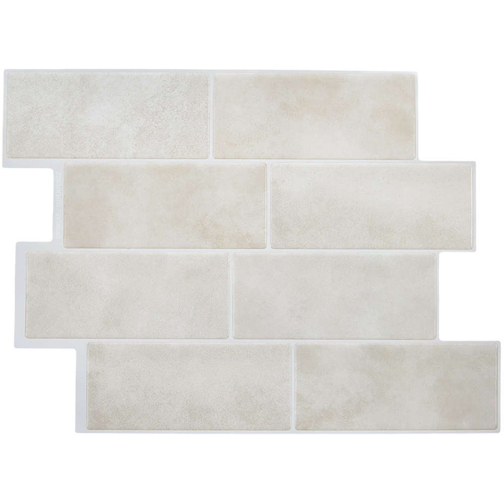 Living and Home Brick Effect Beige Rectangle Self Adhesive Wall Sticker 10 Pack Image 3