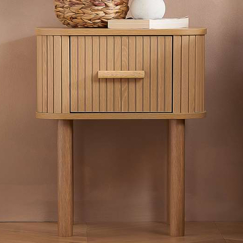 Birlea Axel Single Drawer Fluted Bedside Table Image 1
