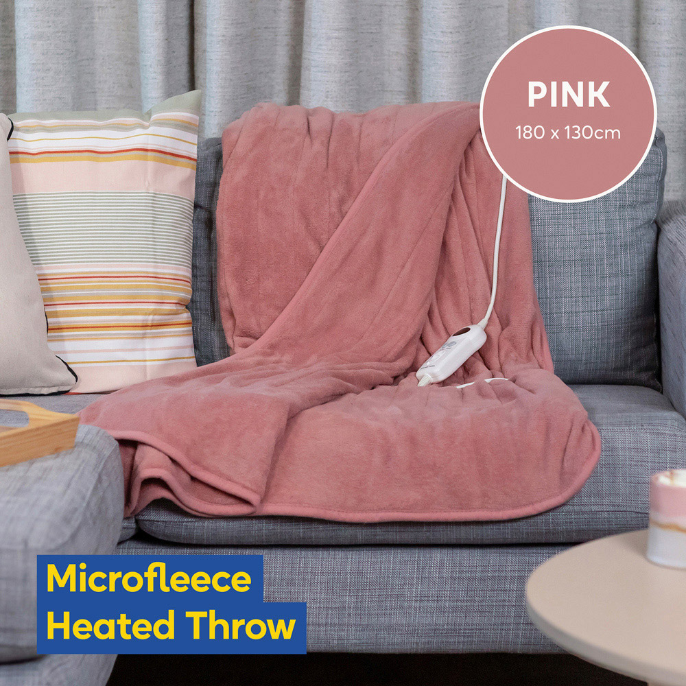 Russell Hobbs RHHT1004PNK Pink Microfleece Heated Throw 180 x 130cm Image 6