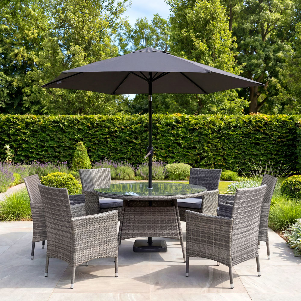 Charles Bentley Grey Metal Crank and Tilt Parasol 2.7m Image 3