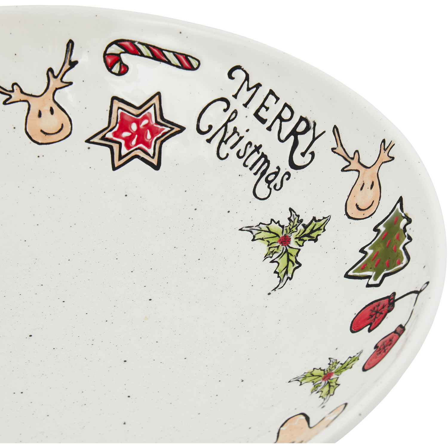 Festive Stone Christmas Serving Bowl - White Image 2