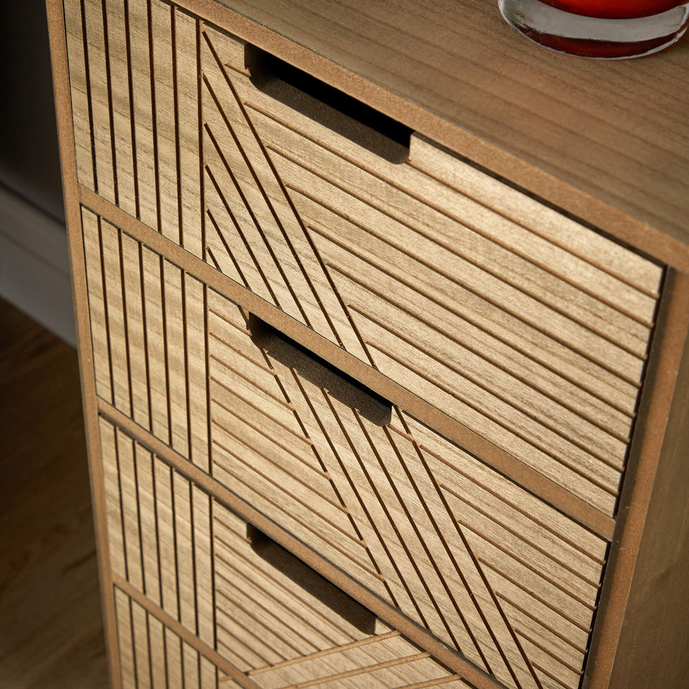Home Source Mundesley 3 Drawer Wooden Geometric Storage Unit Image 3