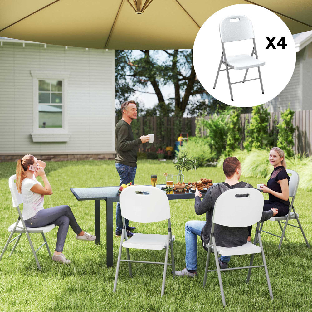 Outsunny White Folding Chair Set of 4 Image 6