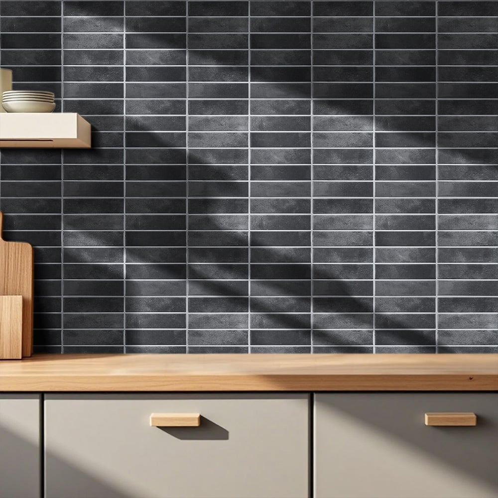 Living and Home Dark Grey Rectangle Self Adhesive Wall Sticker 10 Pack Image 8