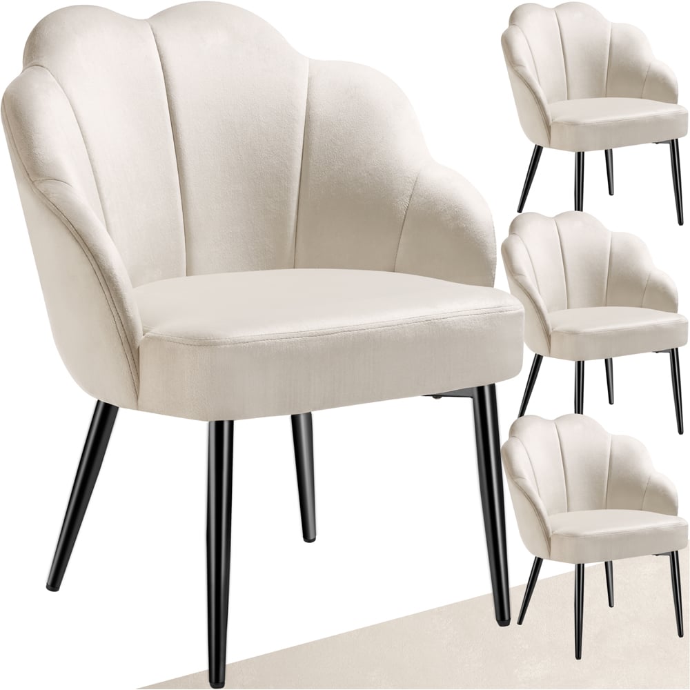 tectake Doe Set of 6 Black Woven Fabric Armchair Image 2