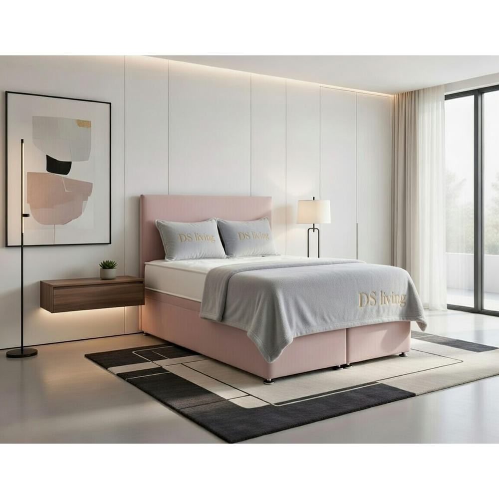 DS Living Prima Double Pink Plush Divan Bed Image 4