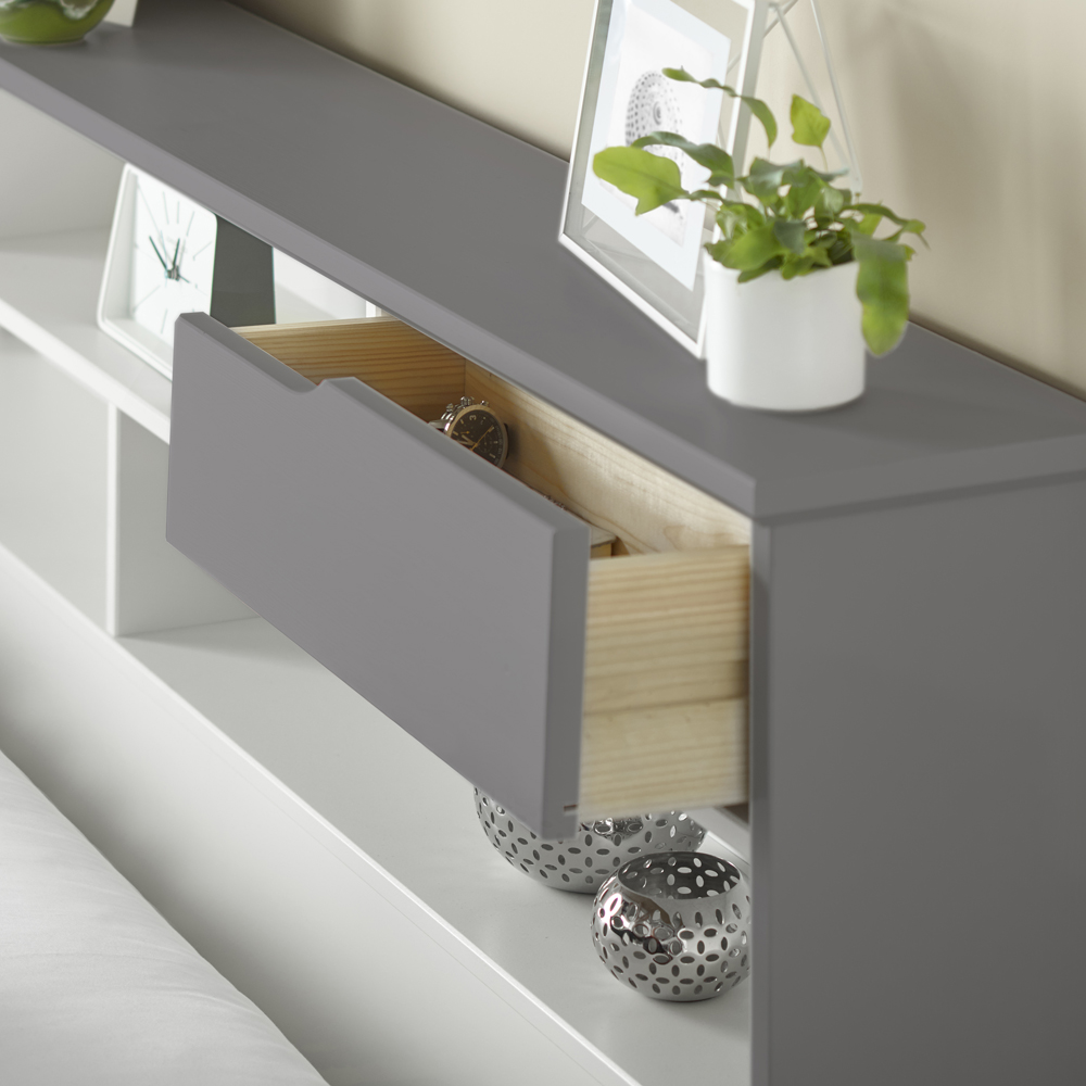 Fabio King Size Grey and White Wooden 2 Drawer Storage Bed Image 5