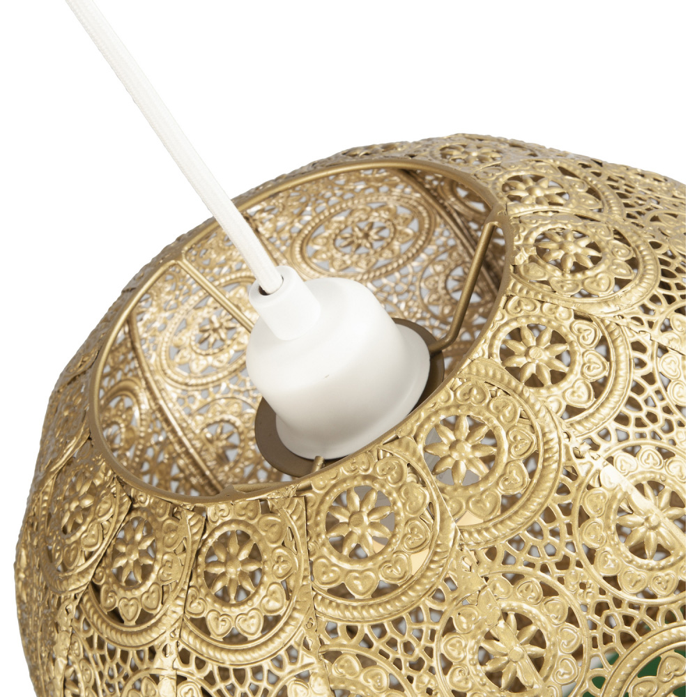 Happy Homewares Satin Gold Metal Spherical Moroccan Vintage Design Pendant Shade Image 5