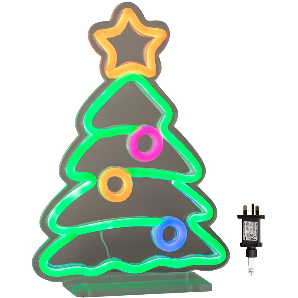 Premier Multicolour LED Christmas Tree Table Top Neon Sign 25 x 17cm Image 2