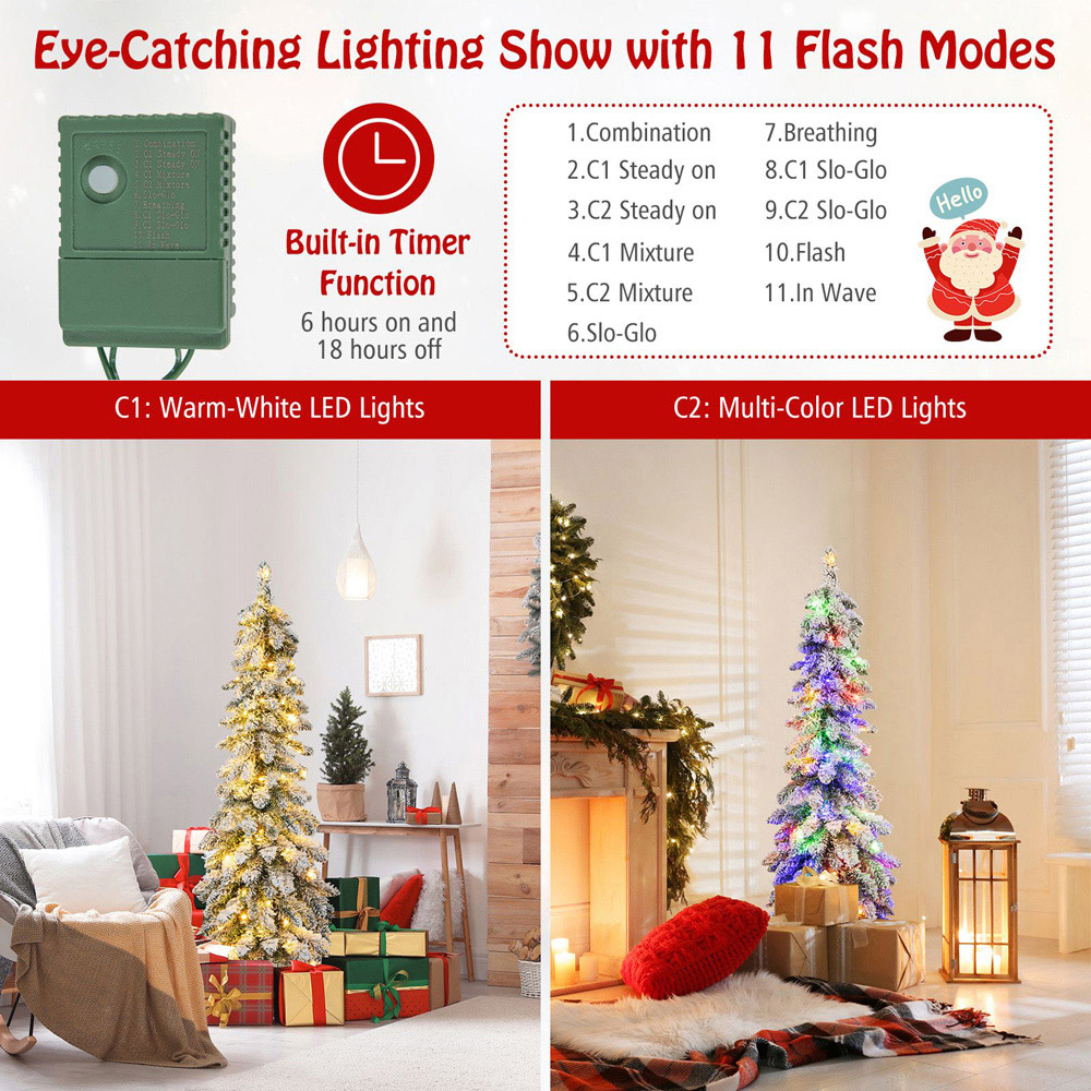 Costway Pre Lit Slim Pencil LED Artificial Christmas Tree 4ft Image 4