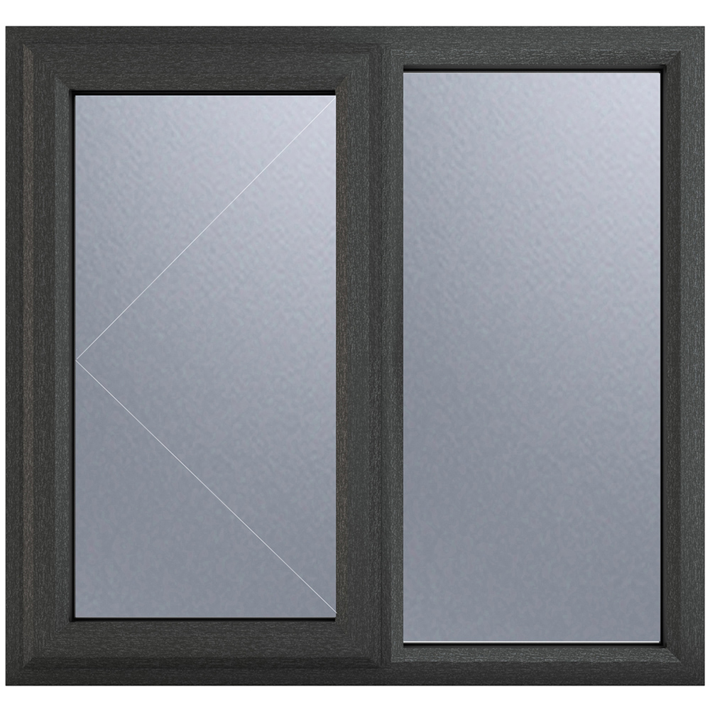 Crystal uPVC Triple Glazed Window LH Side Hung Next to a Fixed Grey White Obscure Glass 1190x1040mm Image 2