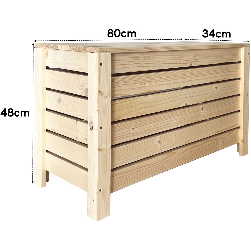 Core Products Natural Pre-Sanded Solid Pine Slatted Wide Storage Box with Lid Image 9